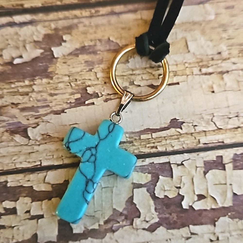 Howlite Cross Pendant On Suede Necklace Southwestern NWT